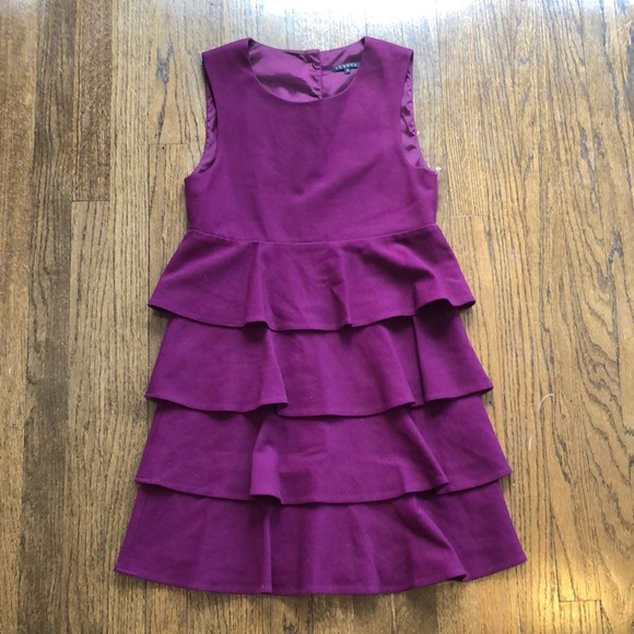 theory Eggplant Layered Tiered Whimsical Stretch Sleeveless Dress - Picture 1 of 5